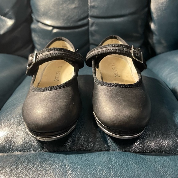 Capezio Black Leather Tap Shoes - GC - Size 9.5 - Picture 3 of 8